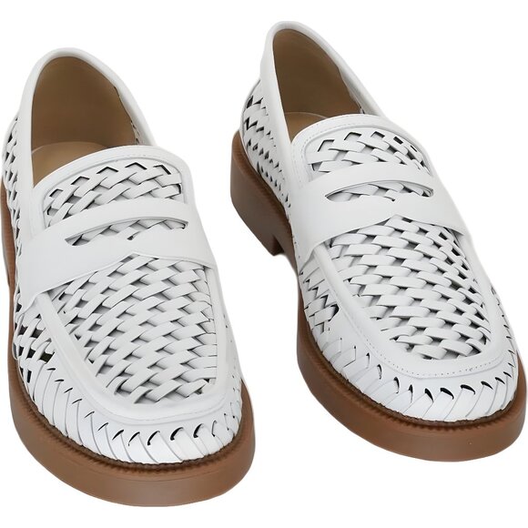 Michael Kors Eden Hand-Woven Leather Loafers White Casual Slip-On US 8 - Picture 1 of 6